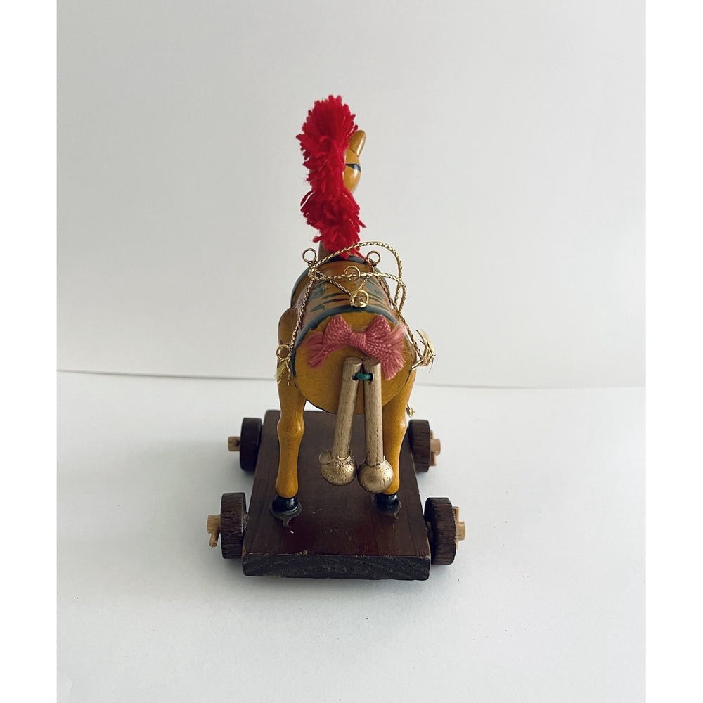 Vintage CHRISTMAS Rocking Horse ORNAMENT Wood Painted - Picture 5 of 5